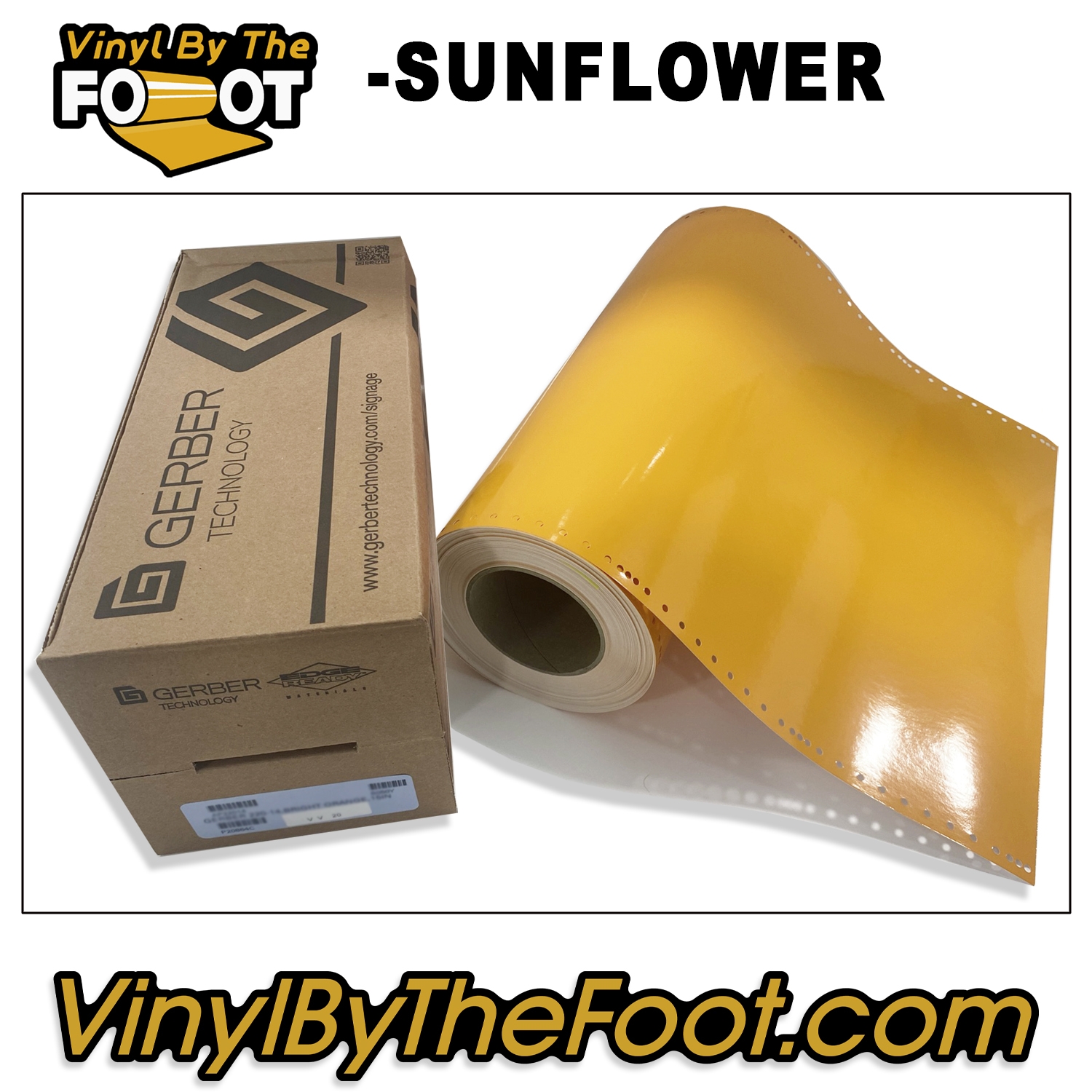 15" 3M/Gerber 220 Series Vinyl - Sunflower gerber, 3m, scotchcal, 220 series, punched, vinyl by the foot, yard, roll, quality, envision, sunflower, yellow