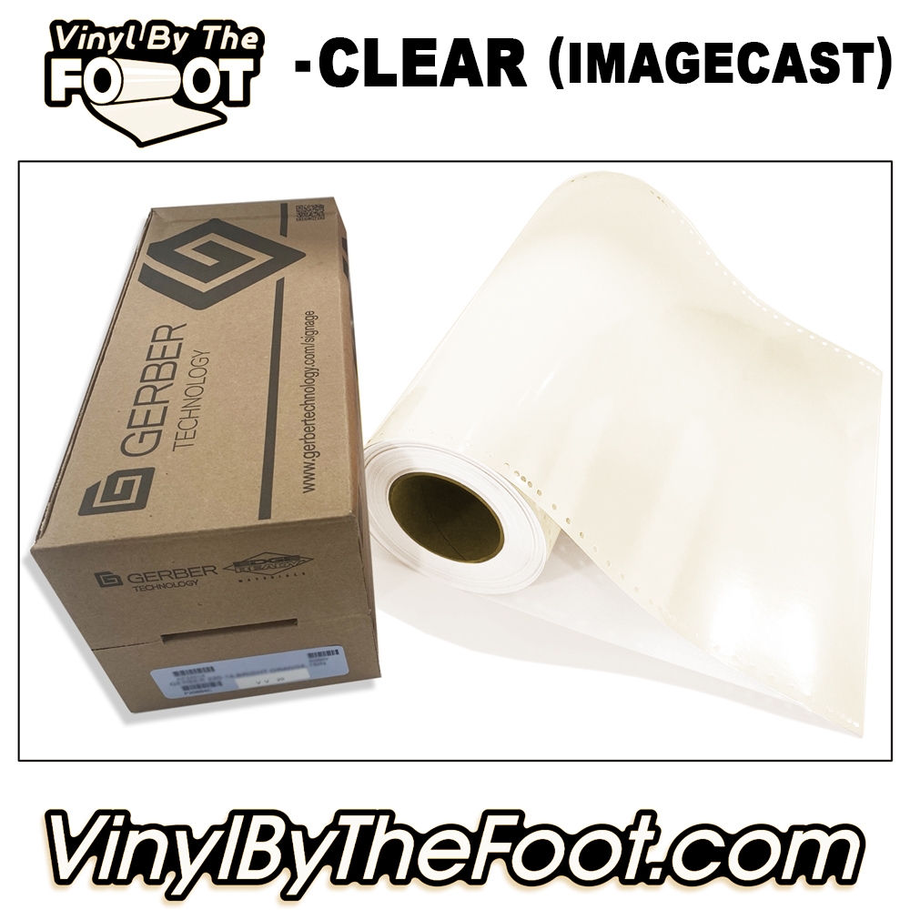 15" 3M/Gerber 220 Series Vinyl - Clear (Imagecast) gerber, 3m, scotchcal, 220 series, punched, vinyl by the foot, yard, roll, quality, envision, clear, imagecast