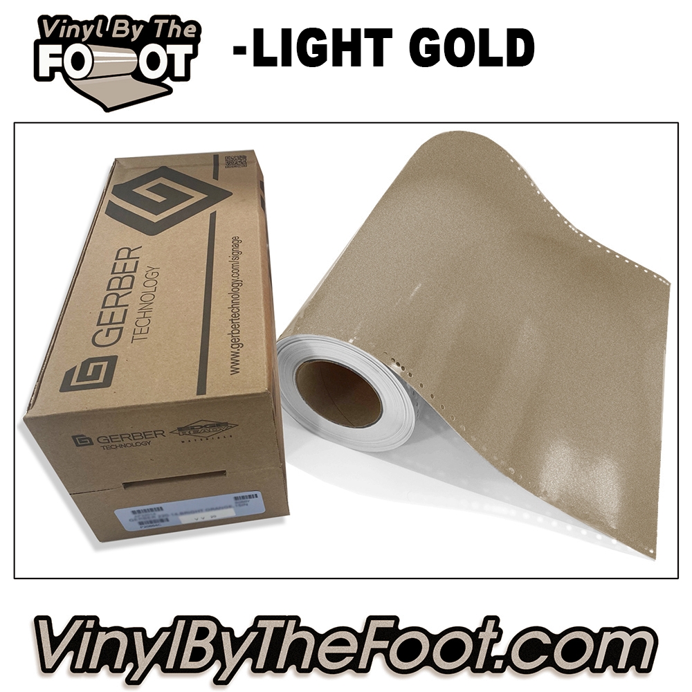 15" 3M/Gerber 220 Series Vinyl - Light Gold gerber, 3m, scotchcal, 220 series, punched, vinyl by the foot, yard, roll, quality, envision, imitation Gold