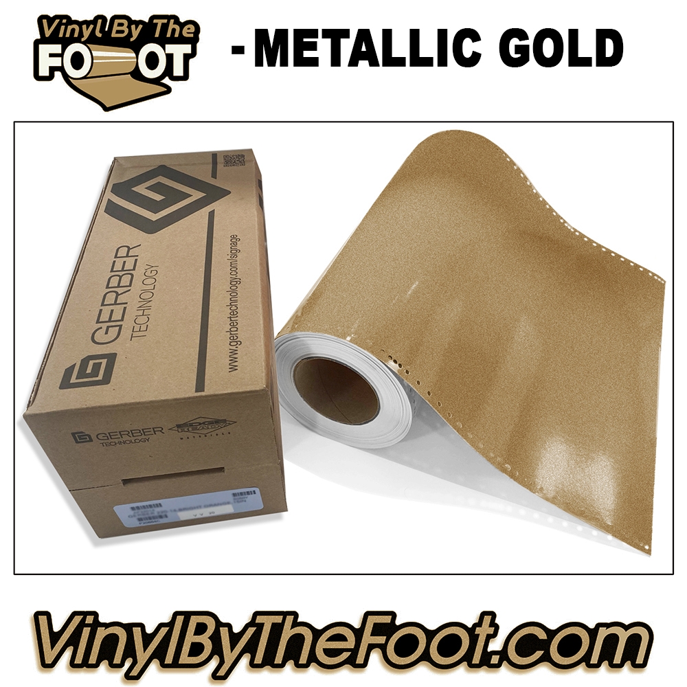 15" 3M/Gerber 220 Series Vinyl - Metallic Gold gerber, 3m, scotchcal, 220 series, punched, vinyl by the foot, yard, roll, quality, envision, imitation Gold