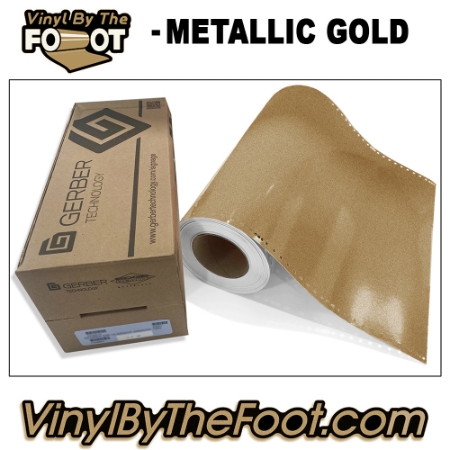 15" 3M/Gerber 220 Series Vinyl - Metallic Gold gerber, 3m, scotchcal, 220 series, punched, vinyl by the foot, yard, roll, quality, envision, imitation Gold