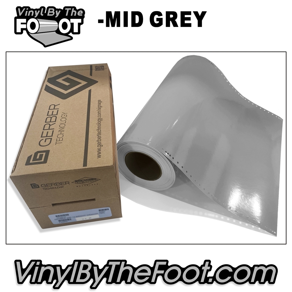 15" 3M/Gerber 220 Series Vinyl - Mid Grey gerber, 3m, scotchcal, 220 series, medium grey, punched, vinyl by the foot, yard, roll, quality, envision