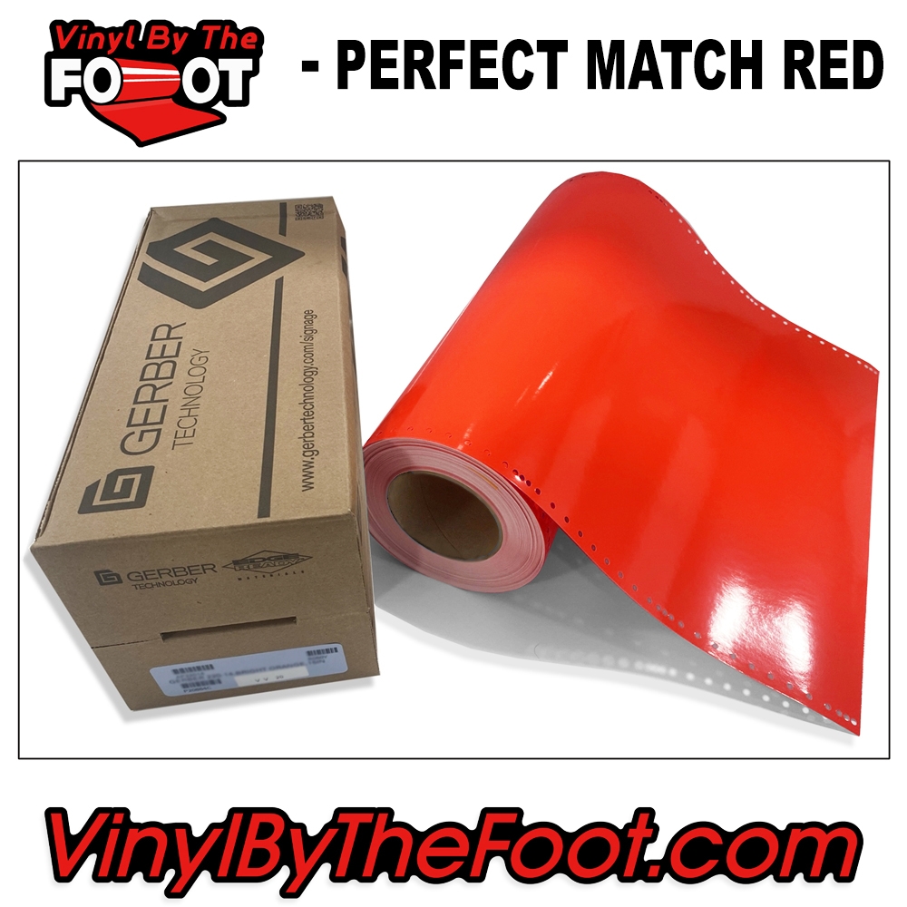 15" 3M/Gerber 220 Series Vinyl - Perfect Match Red gerber, 3m, scotchcal, 220 series, punched, vinyl by the foot, yard, roll, quality, envision, perfect match red