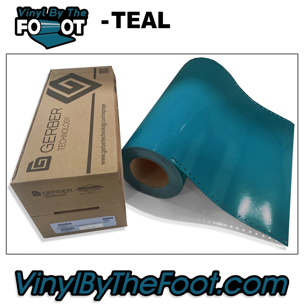 15" 3M/Gerber 220 Series Vinyl - Teal gerber, 3m, scotchcal, 220 series, punched, vinyl by the foot, yard, roll, quality, envision, apple green